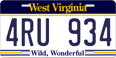 WV license plate 4RU934