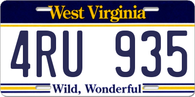 WV license plate 4RU935