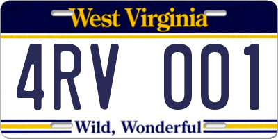 WV license plate 4RV001