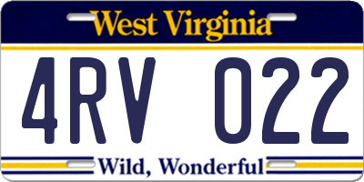 WV license plate 4RV022