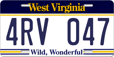 WV license plate 4RV047