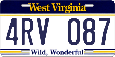 WV license plate 4RV087