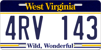 WV license plate 4RV143