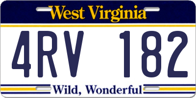 WV license plate 4RV182