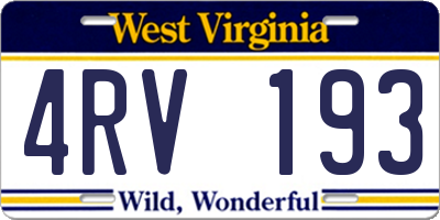 WV license plate 4RV193