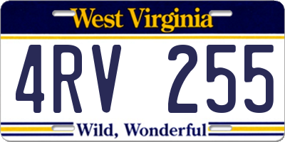 WV license plate 4RV255