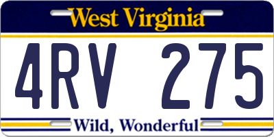 WV license plate 4RV275