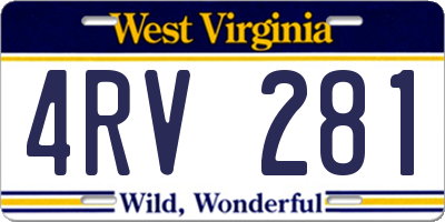 WV license plate 4RV281