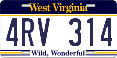 WV license plate 4RV314