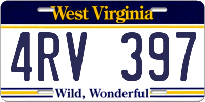 WV license plate 4RV397