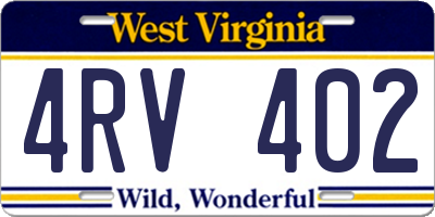 WV license plate 4RV402