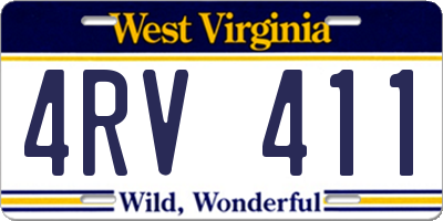 WV license plate 4RV411