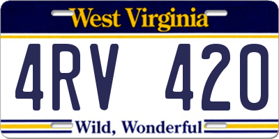WV license plate 4RV420