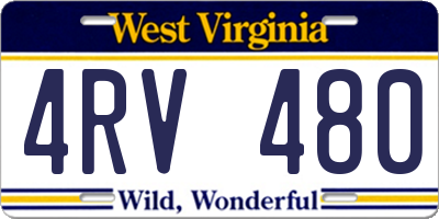WV license plate 4RV480