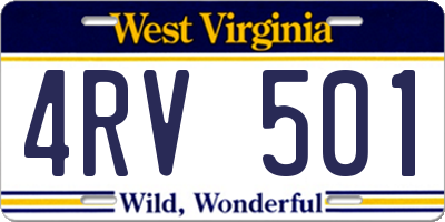 WV license plate 4RV501