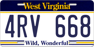 WV license plate 4RV668