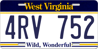 WV license plate 4RV752