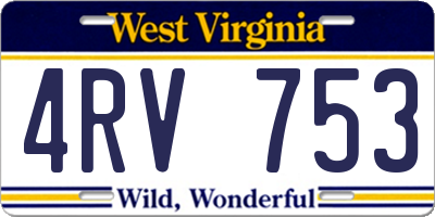 WV license plate 4RV753