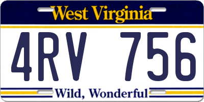 WV license plate 4RV756