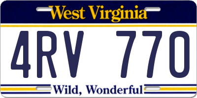 WV license plate 4RV770