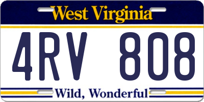 WV license plate 4RV808