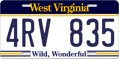 WV license plate 4RV835