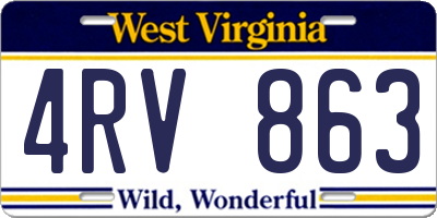 WV license plate 4RV863