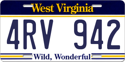 WV license plate 4RV942