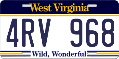 WV license plate 4RV968