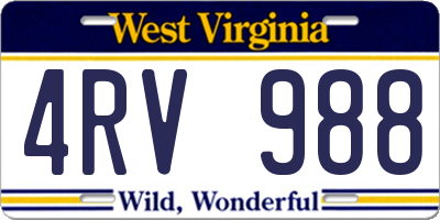 WV license plate 4RV988