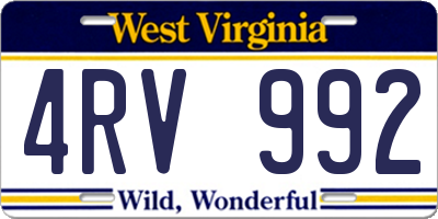 WV license plate 4RV992