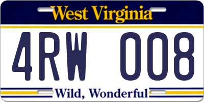 WV license plate 4RW008