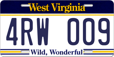 WV license plate 4RW009