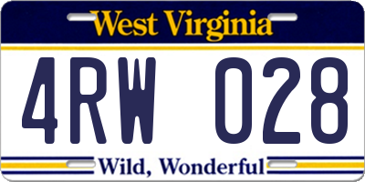 WV license plate 4RW028