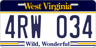 WV license plate 4RW034