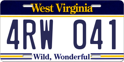 WV license plate 4RW041