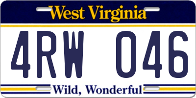 WV license plate 4RW046