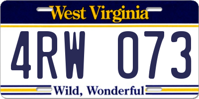 WV license plate 4RW073