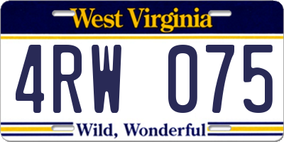 WV license plate 4RW075