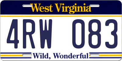WV license plate 4RW083