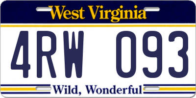 WV license plate 4RW093