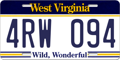 WV license plate 4RW094