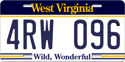 WV license plate 4RW096