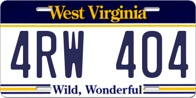 WV license plate 4RW404