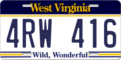 WV license plate 4RW416