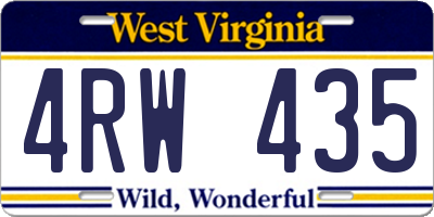 WV license plate 4RW435