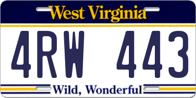 WV license plate 4RW443