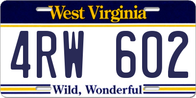 WV license plate 4RW602