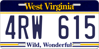 WV license plate 4RW615