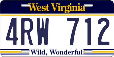 WV license plate 4RW712